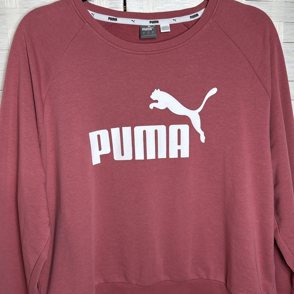 Women’s Puma Logo Mauvewood No. 1 Crew Neck Top Sweatshirt Size X-Large - Picture 2 of 7